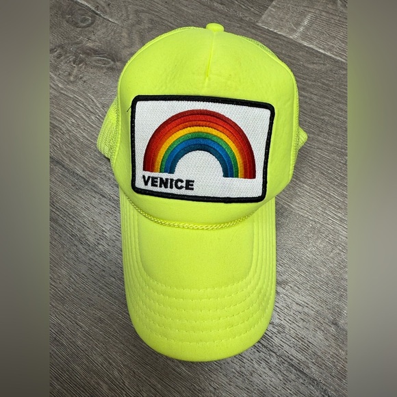 Aviator Nation Neon Yellow Rainbow Hat - Picture 1 of 5